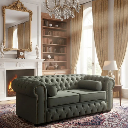 Sofá Chesterfield 180cm Linho Verde + Cores