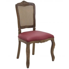 Cadeira Luis XV II Entalhada sem Braço e Encosto em Tela Verniz Imbuia com Facto + Cores
