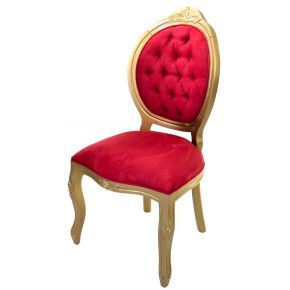 Cadeira Medalhão IV Entalhada - Dourado e Vermelho