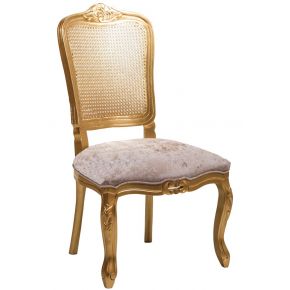 Cadeira Luis XV II Entalhada sem Braço e Encosto em Tela - Dourada + Cores