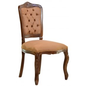Cadeira Luis XV II Entalhada sem Braço - Capuccino e Caramelo