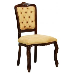 Cadeira Luis XV II Entalhada sem Braço - Capuccino e Creme Amarelado