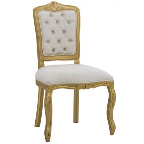 Cadeira Luis XV II Entalhada sem Braço Dourada com Suede Claro + Cores