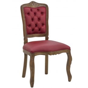 Cadeira Luis XV II Entalhada sem Braço Imbuia e Facto Vermelho + Cores