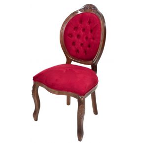 Cadeira Medalhão IV Entalhada - Capuccino e Vermelho Escuro
