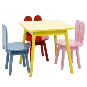 Conjunto Infantil Colorido Mesa com 1 a 4 Cadeiras - Cores Separadas