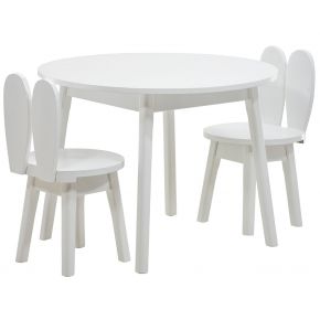 Conjunto Infantil Branco com Mesa e 1 a 4 Cadeiras Coelho + Cores