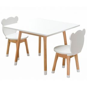 Conjunto Infantil Mesa com 1 a 4 Cadeiras Urso Branco/Osmocolor