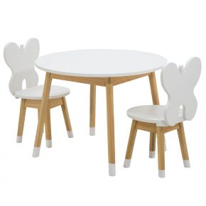 Conjunto Infantil Mesa com 1 a 4 Cadeiras Borboleta Branco/Osmocolor