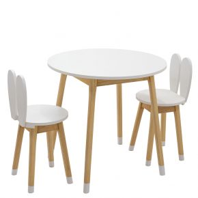 Conjunto Maior - Mesa com 1 a 4 Cadeiras Coelho/Reta/Borboleta MDF Branco / Osmocolor