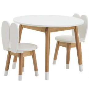 Conjunto Infantil Mesa Redonda com 1 a 4 Cadeiras Coelho MDF Branco / Osmocolor