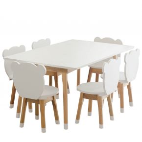 Conjunto Infantil Mesa Retangular com 6 Cadeiras Inclusas MDF Branco / Osmocolor